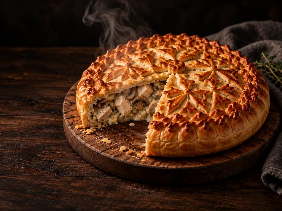 Пирог с курицей и грибами